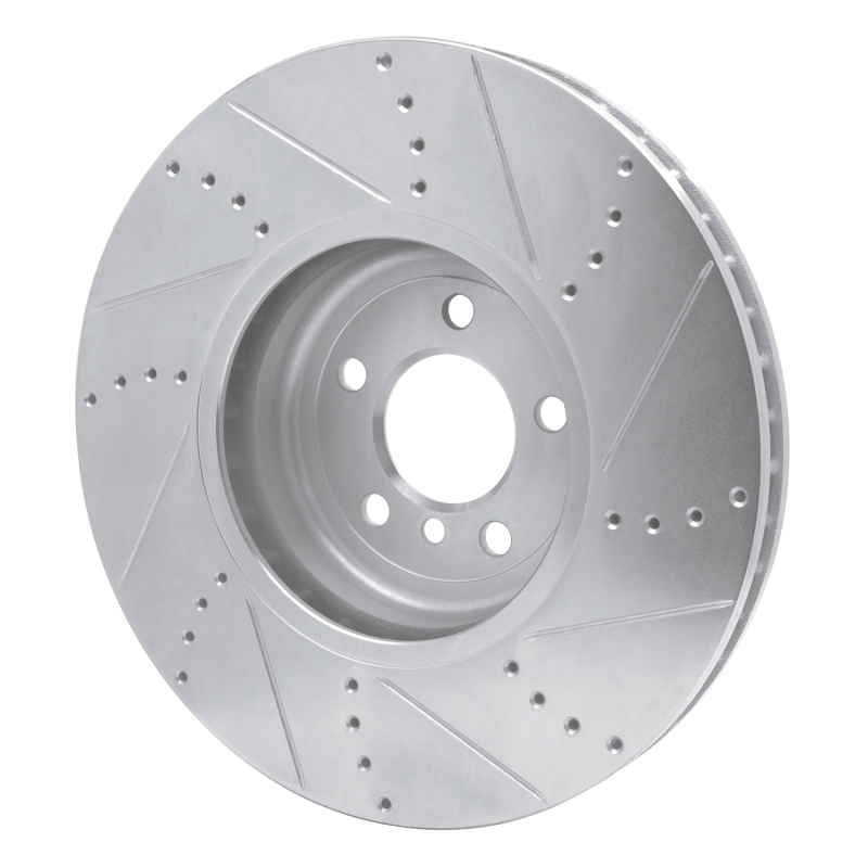 BMW 750Li xDrive Brake Rotor (1) - Left Front - R1 Concepts - Drilled & Slotted - Silver - `09-`17